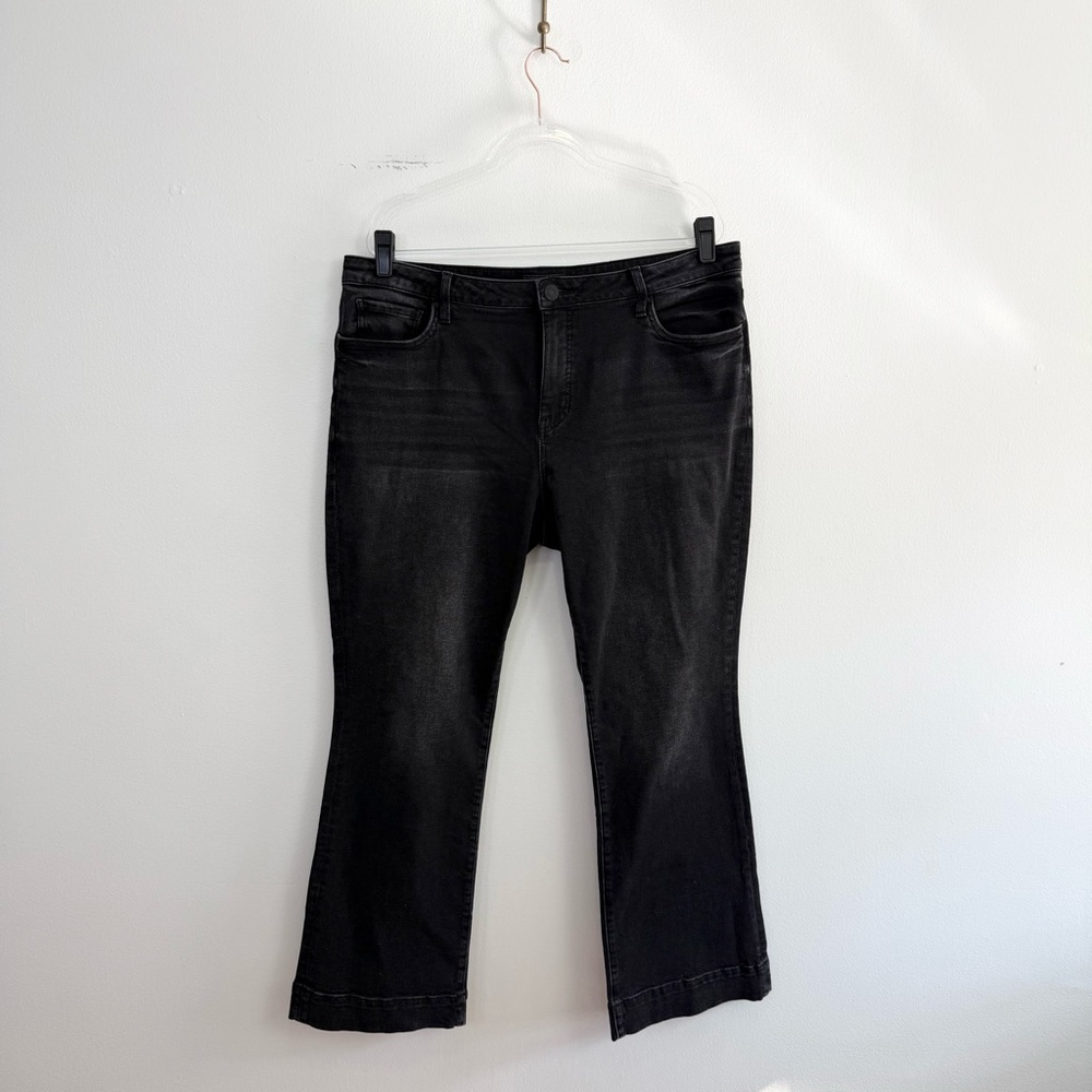 Kut From The Kloth Kelsey Fab Ab Ankle Flare Jeans Black High Rise Size 16 - Picture 2 of 6
